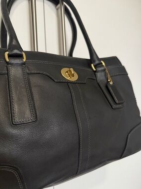 Coach Hampton Acorn Black Leather Satchel Turn Lock- Vintage Y2K